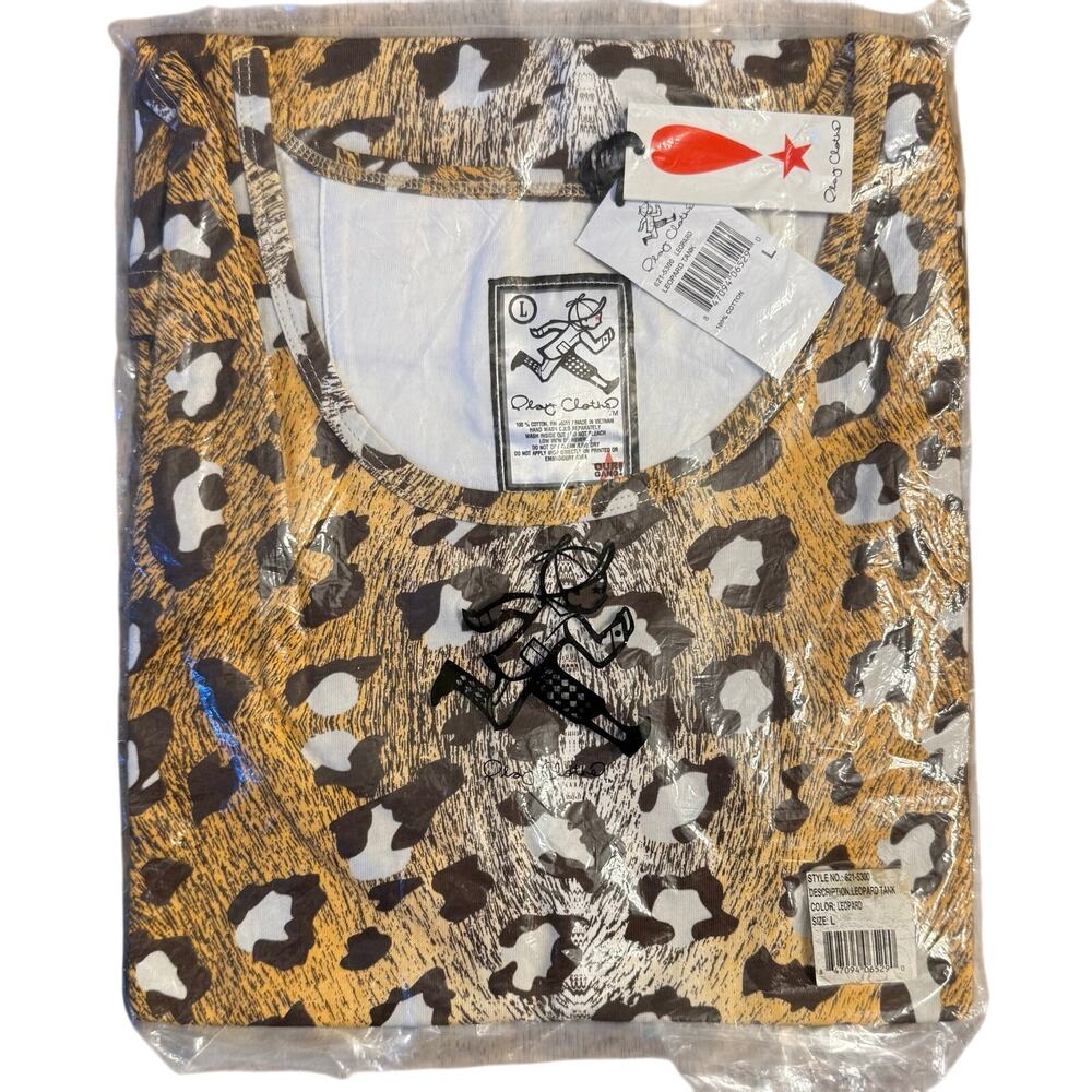 Play Cloths Leopard Cheetah Print Tank Top 100% Cotton Big Cat Unisex Large